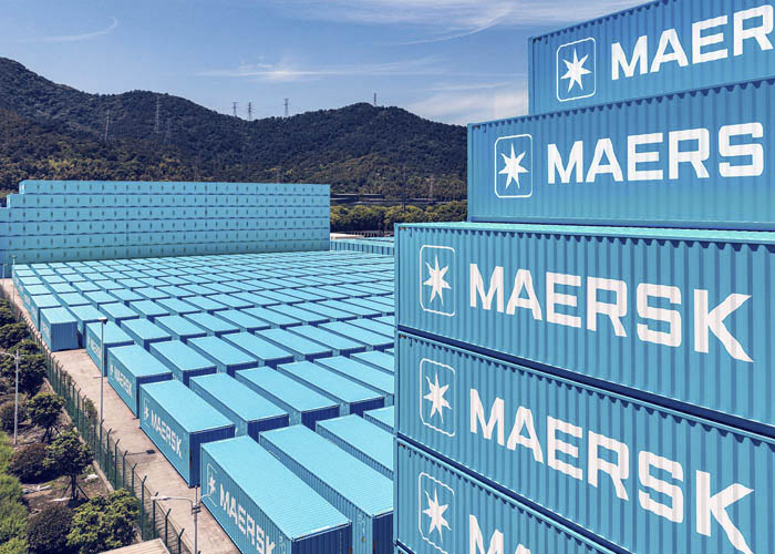 Blue containers at Ningbo