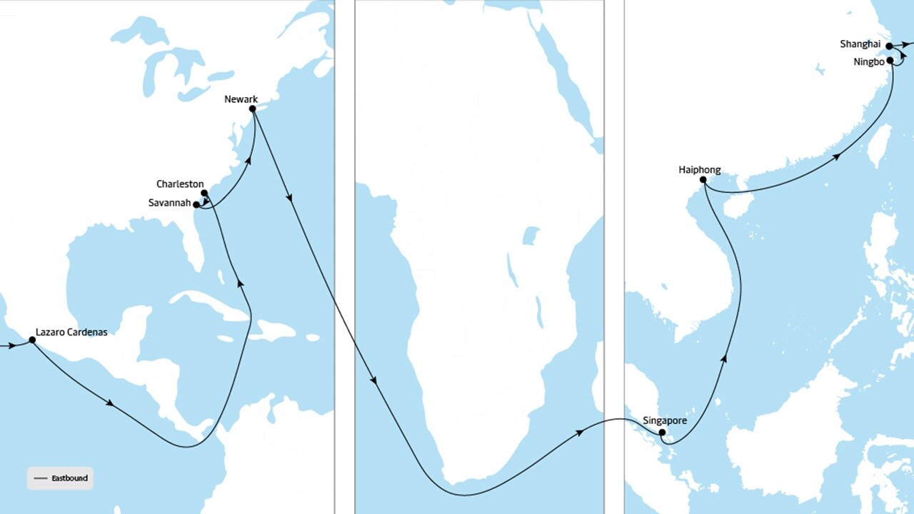 TP11 - Asia to North America service map
