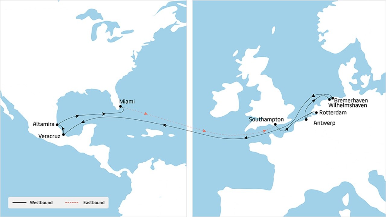TA4 - Europe to North America service map