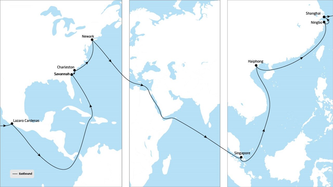 TP11 - Asia to North America service map 