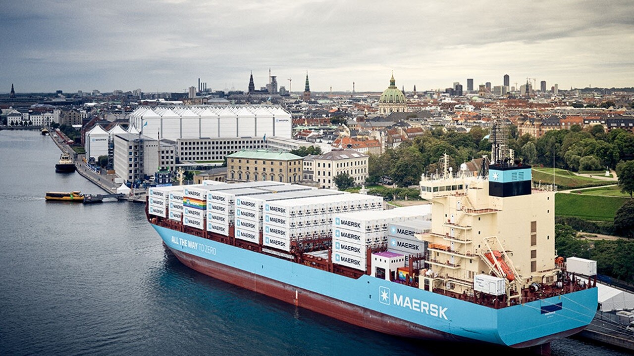 Maersk ship at the port.