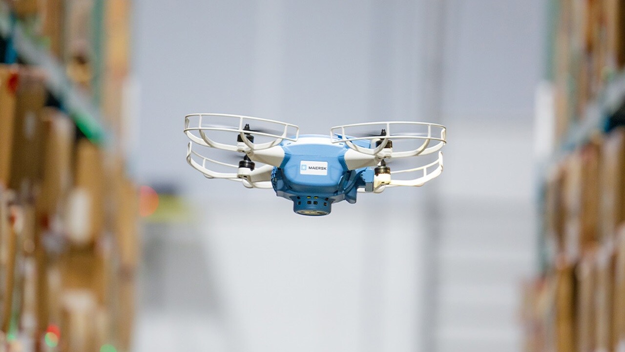 Maersk drone in a warehouse