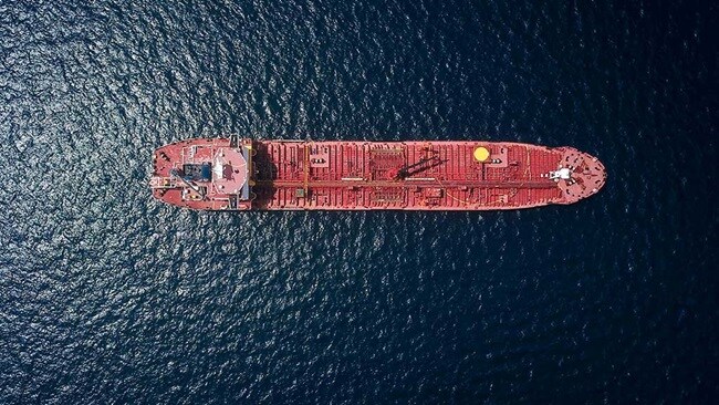 Aerial photography of tanker ship