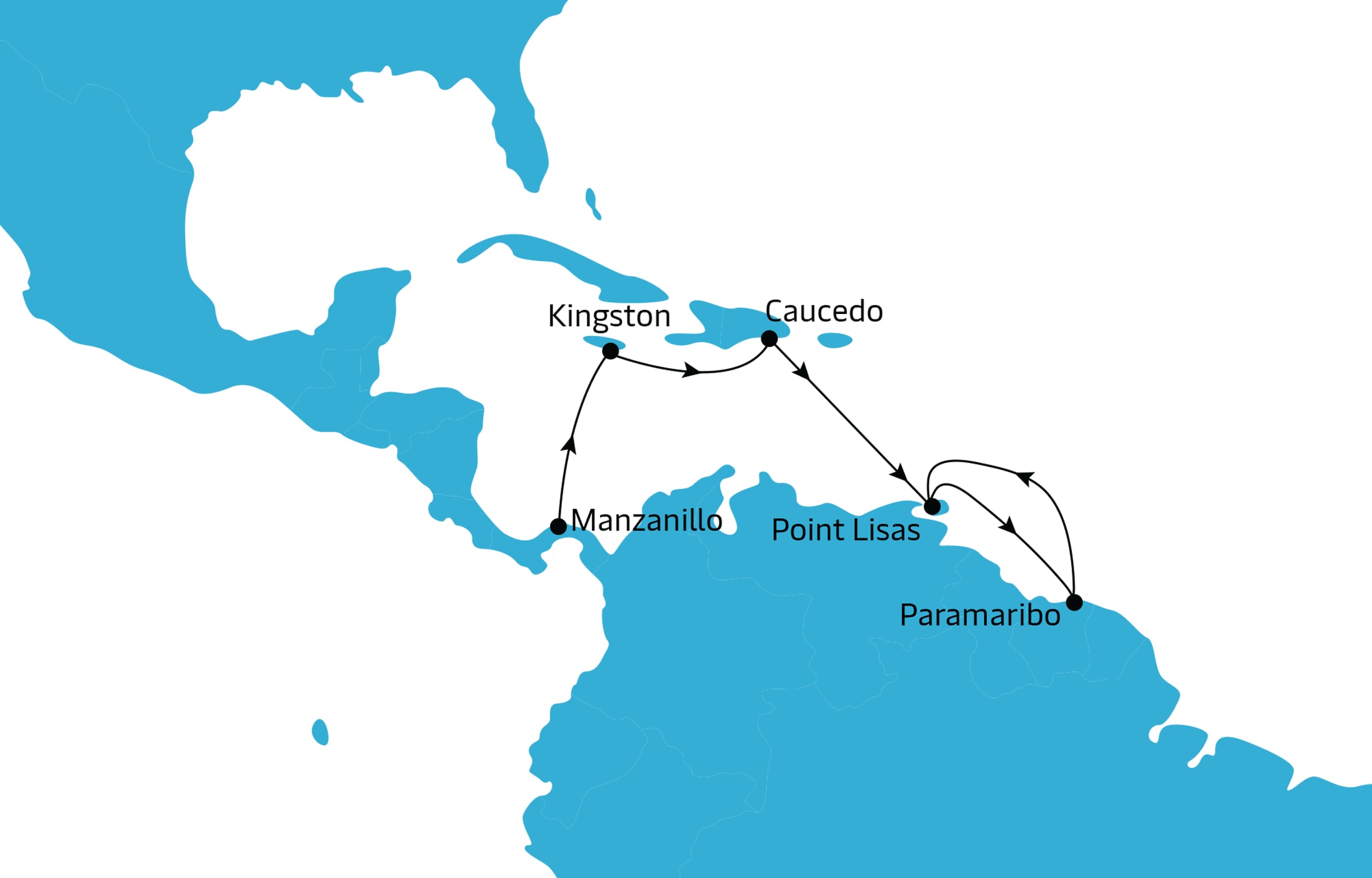 Calypso Feeder Eastbound map