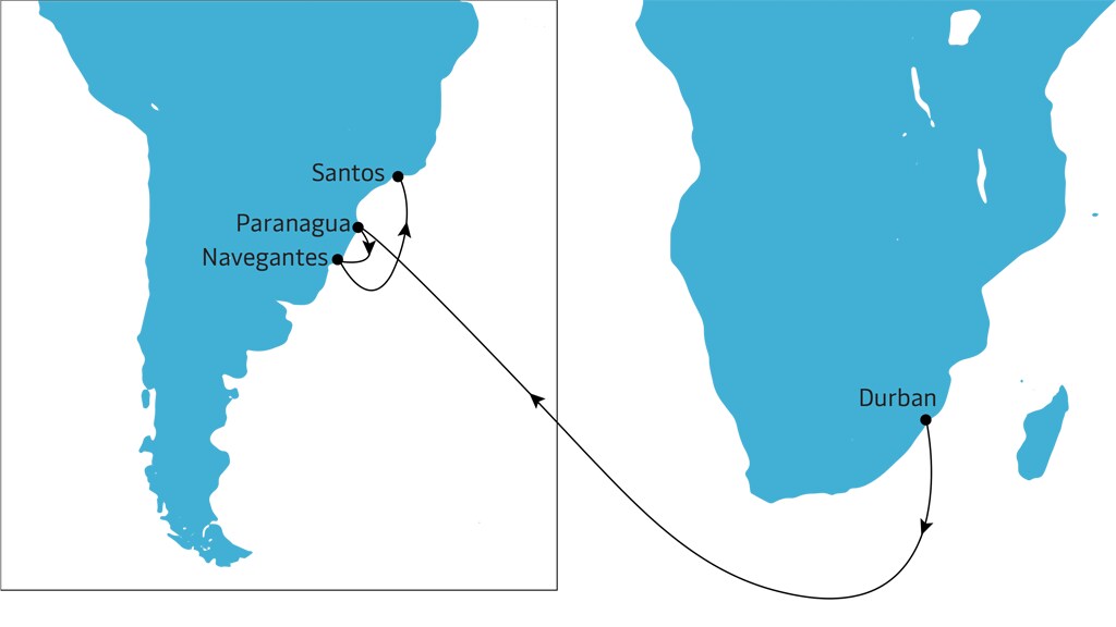 River Plate - Middle East - Westbound Map