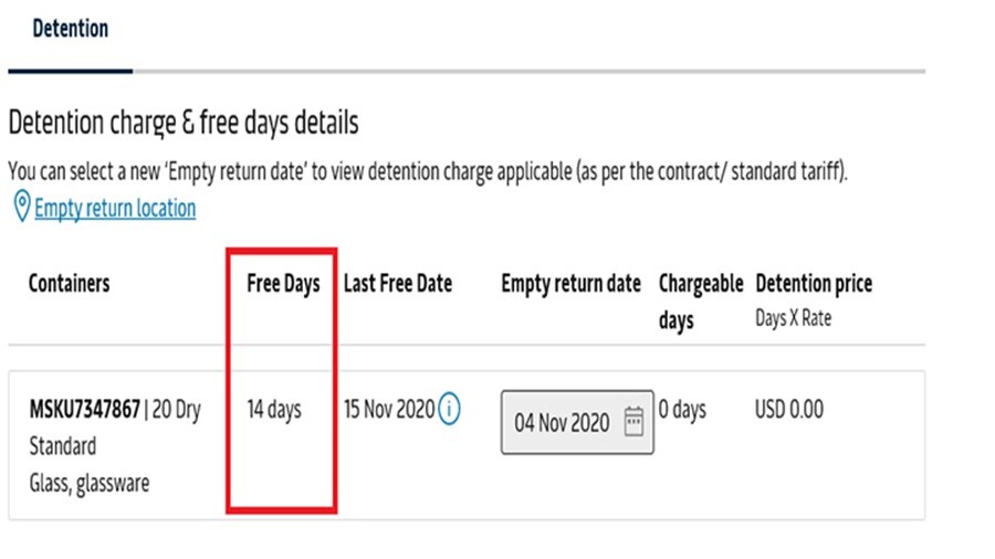 Visibility of Maersk Spot Demurrage and Detention conditions Maersk