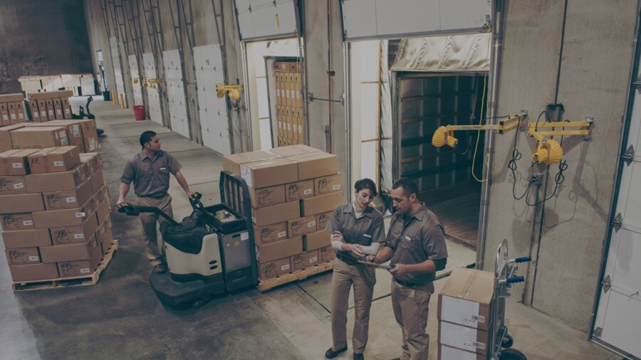 People working in a warehouse