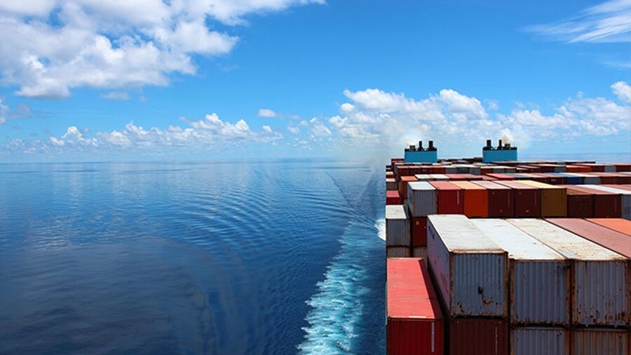 Load of containers on ship