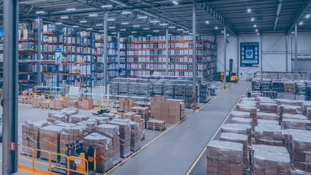 Fish eye shot of a warehouse