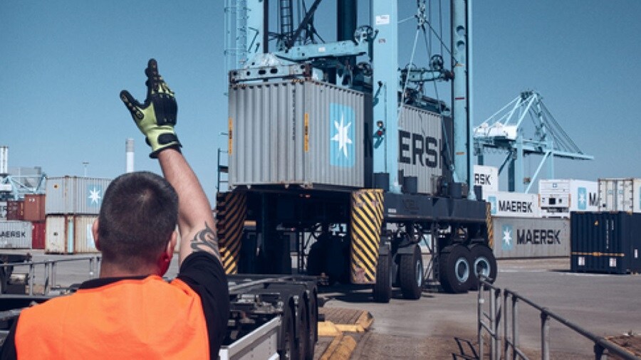 Maersk container loading at a depot