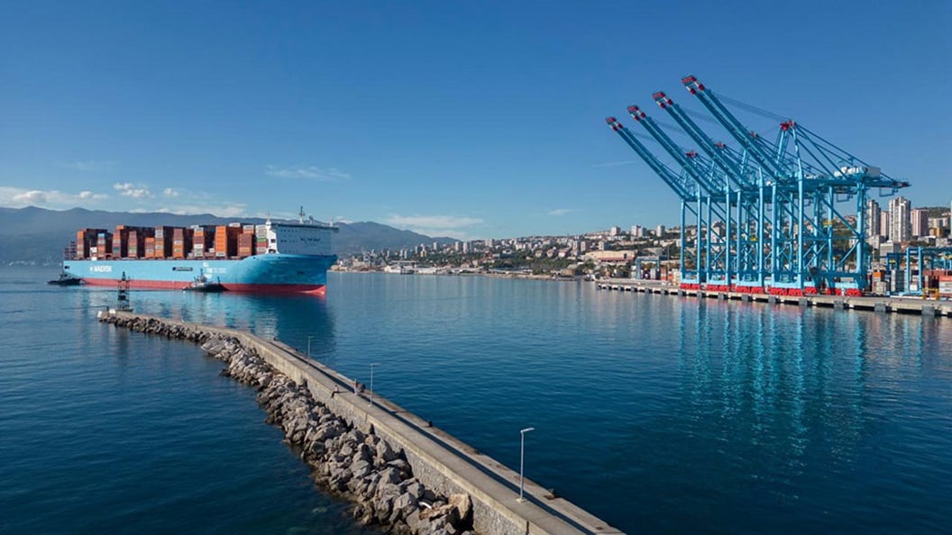 Maersk vessel arriving at Rijeka Gateway, Croatia