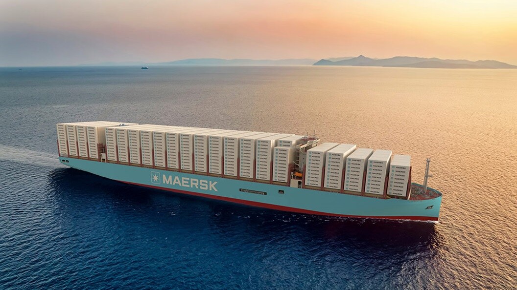 Maersk container vessel at ocean
