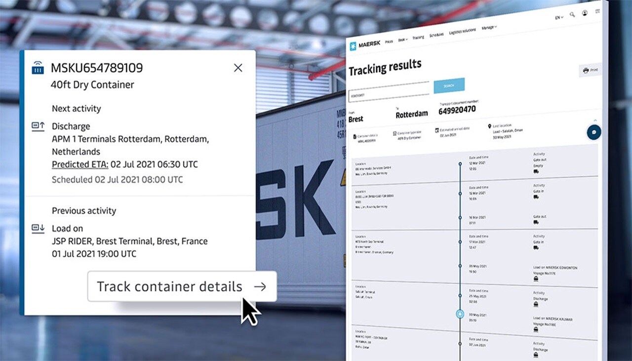 site enhancement Container Tracking on Hub Map Maersk
